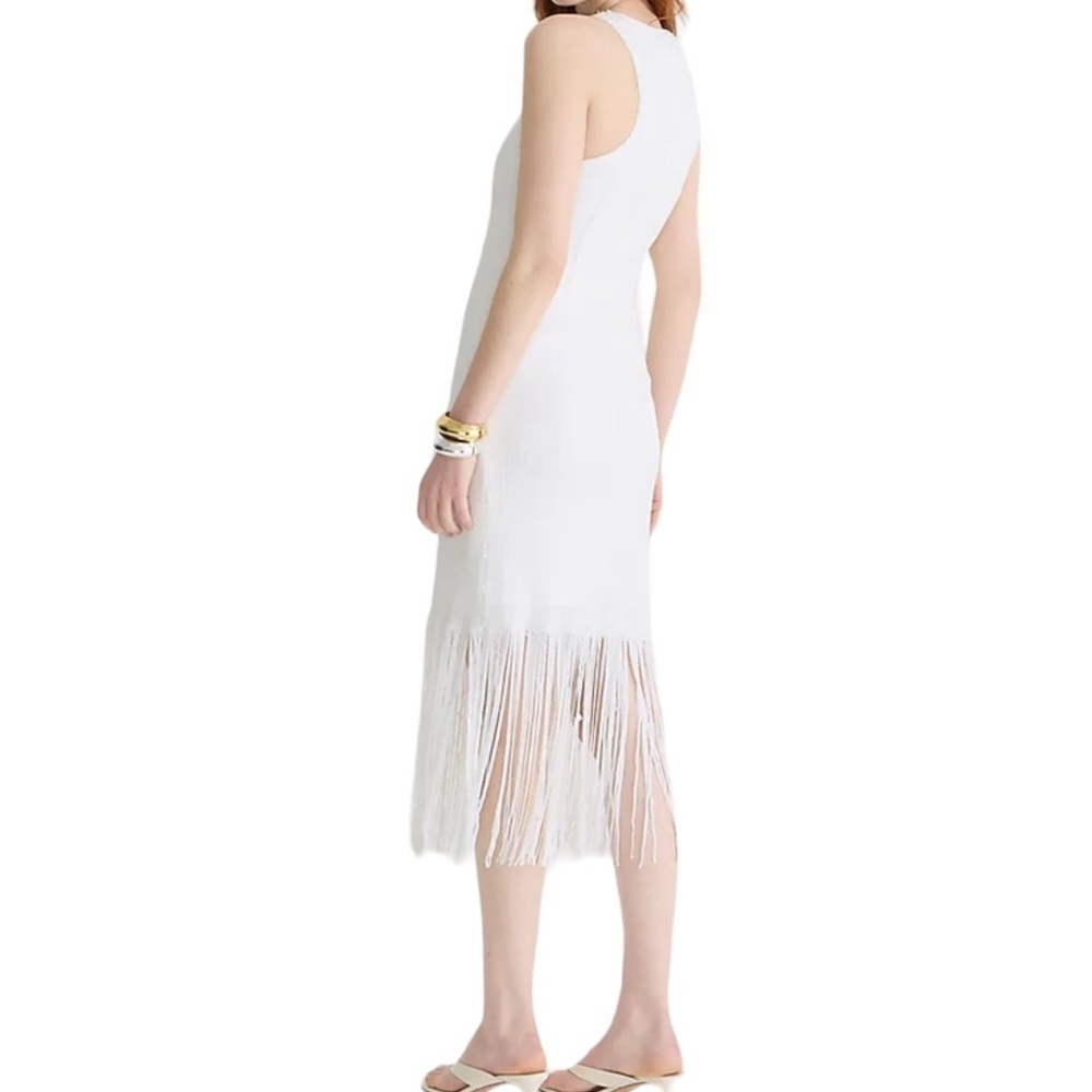 J.Crew Collection Fringe-Trim Sequin Sheath Dress in White - Picture 3 of 14